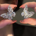 Copper Zircon Butterfly Stud Earrings Sweet Minimalist Light Luxury Commuter Jewelry view 1