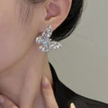 Copper Zircon Butterfly Stud Earrings Sweet Minimalist Light Luxury Commuter Jewelry view 4
