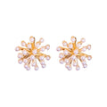 Imitation Pearl Firework Bloom Stud Earrings With Silver Posts Minimalist Geometric Sparkle view 5