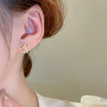 Imitation Pearl Firework Bloom Stud Earrings With Silver Posts Minimalist Geometric Sparkle view 3