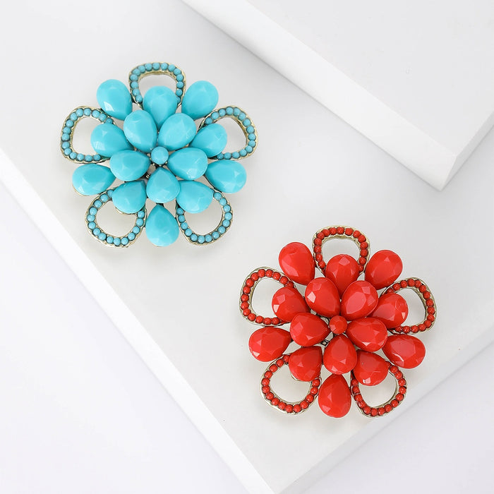 Elegant Alloy Flower Brooch For Fashion Garments And Pins