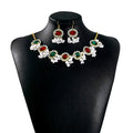Vintage Luxury Round Rhinestone Crystal Pearl Tassel Drop Statement Necklace Set Women's Earrings view 5