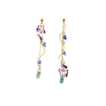 Elegant Asymmetric Enamel Flower Long Chain Drop Earrings With Crystal Beads Pearl Waterdrop Alloy Earrings view 5