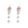 Light Luxury Metal Flower Long Tassel Ear Hook Drop Earrings, Statement Floral Design view 5