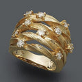 Women's Gold Tone Wide Multi Band Vine Wrap Ring With Starry CZ Bird Nest Design view 1