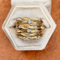 Women's Gold Tone Wide Multi Band Vine Wrap Ring With Starry CZ Bird Nest Design view 2