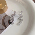 Full Pave Flower Snowflake Long Drop Earrings Elegant Leaf Shape Starry Dangle Earrings For Women view 4