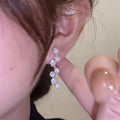 Full Pave Flower Snowflake Long Drop Earrings Elegant Leaf Shape Starry Dangle Earrings For Women view 2