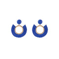 Oversized Oval Solid Color Leather Drop Earrings For Women Vacation Style Rainbow Hollow Jewelry view 5