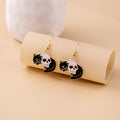 Halloween Cartoon Enamel Black Cat Skull Moon Sun Charm Alloy Gothic Drop Dangle Earrings view 2