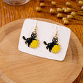 Halloween Cartoon Enamel Black Cat Skull Moon Sun Charm Alloy Gothic Drop Dangle Earrings view 3