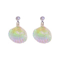 Iridescent Shell Pearl Drop Earrings With Silver Pins, Korean Sweet Fresh Minimalist Style view 5