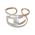 Minimalist Cold Style Double Layer Hollow Metal Wide Cuff Bangle for Women view 5