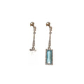 Chic Geometric Square Zircon Copper Drop Earrings With Silver Pins And Sparkling Tassel Design view 5