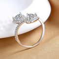 Open Double Heart Zircon Engagement Ring For Women, Romantic True Love Jewelry view 3