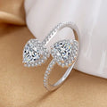 Open Double Heart Zircon Engagement Ring For Women, Romantic True Love Jewelry view 1