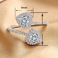 Open Double Heart Zircon Engagement Ring For Women, Romantic True Love Jewelry view 5