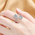 Open Double Heart Zircon Engagement Ring For Women, Romantic True Love Jewelry view 4