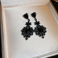 Alloy Black Heart Rhinestone Drop Earrings With Silver Posts Gothic Court Style Jewelry view 4