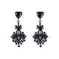 Alloy Black Heart Rhinestone Drop Earrings With Silver Posts Gothic Court Style Jewelry view 5