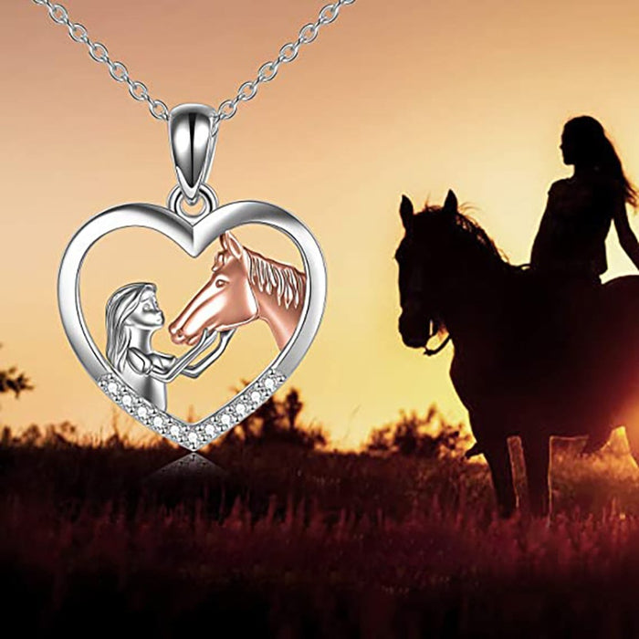Two Tone Heart Micro Pave Pendant Necklace For Women Loyalty And Companionship Jewelry