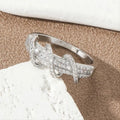 Hollow Ribbon Ring For Women, Niche Design Fashion Statement Index Finger Couple Band Jewelry view 4