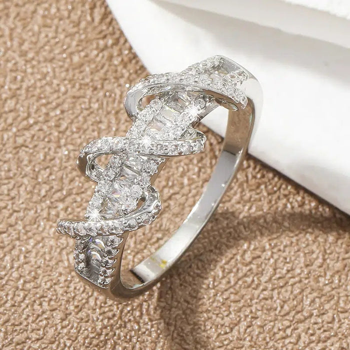 Hollow Ribbon Ring For Women, Niche Design Fashion Statement Index Finger Couple Band Jewelry