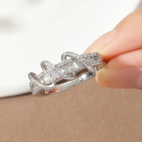 Hollow Ribbon Ring For Women, Niche Design Fashion Statement Index Finger Couple Band Jewelry