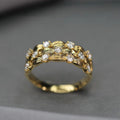 Fashionable Gypsophila Leaf Open Ring Vintage Wrinkled Metal Street Style Finger Jewelry view 2