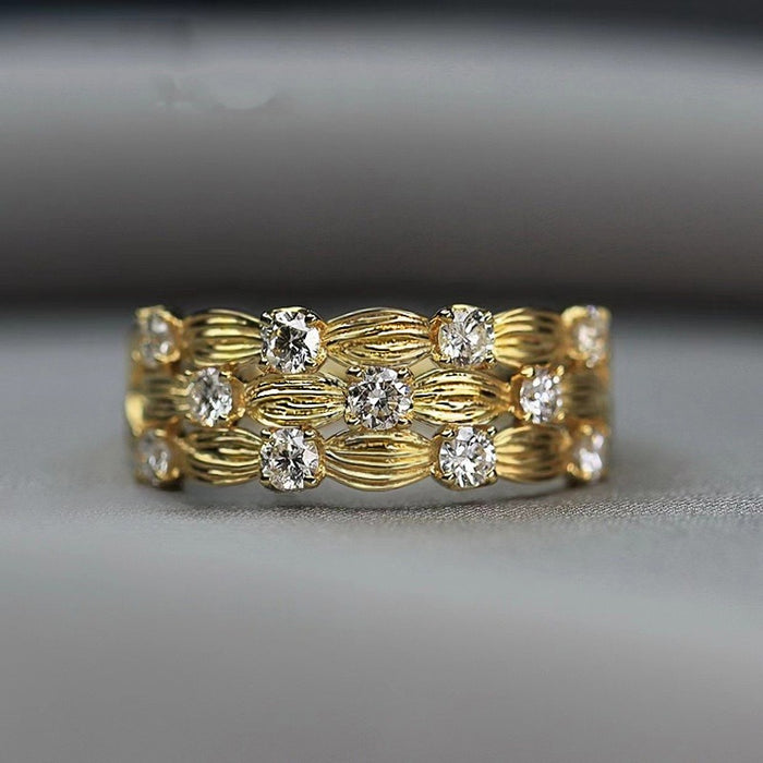 Fashionable Gypsophila Leaf Open Ring Vintage Wrinkled Metal Street Style Finger Jewelry