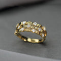 Fashionable Gypsophila Leaf Open Ring Vintage Wrinkled Metal Street Style Finger Jewelry view 4