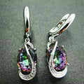 New Colorful Stone Ear Cuff Earrings, Medium Long Oval Pendant Earrings For European Style Women view 1