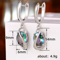 New Colorful Stone Ear Cuff Earrings, Medium Long Oval Pendant Earrings For European Style Women view 5