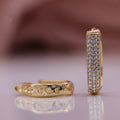 Light Luxury European Micro Pave Zircon Three Row Hoop Earrings Summer Women's Ear Jewelry view 2