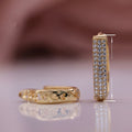 Light Luxury European Micro Pave Zircon Three Row Hoop Earrings Summer Women's Ear Jewelry view 5