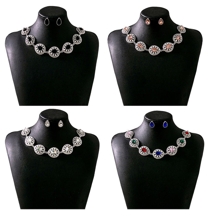Luxury Teardrop Alloy Rhinestone Crystal Drops For Women, Elegant Colorful Banquet Statement Earrings