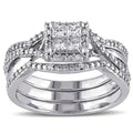 Couple Matching Rings With Square Zircon Main Stone Copper Engagement Wedding Ring Set view 6