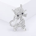 Alloy Handmade Rhinestone Cat Brooch Pin For Collar Decoration view 6