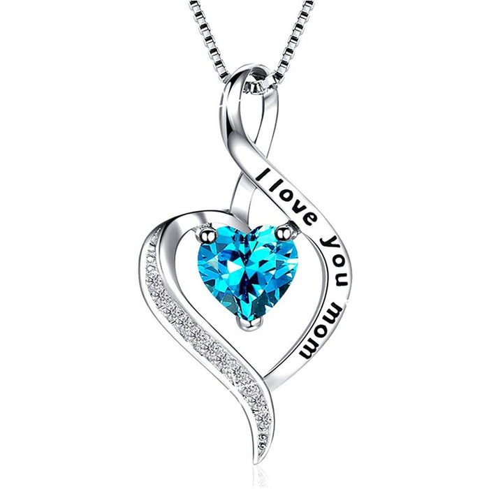 Heart Mother Necklace With Twisted Arm Pendant, Mother's Day Birthday Gift Jewelry
