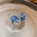 French Iridescent Gemstone Geometric Square Earrings Light Luxury Hepburn Style Ear Cuffs view 4