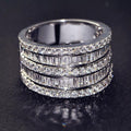 Five Row Sparkling Statement Women's Ring, Fashion Proposal Engagement Jewelry Gift view 1