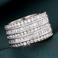 Five Row Sparkling Statement Women's Ring, Fashion Proposal Engagement Jewelry Gift view 3