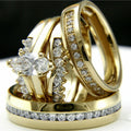 Three Piece Ring Set With Micro Pave Marquise Zircon, Simple Row Stone Engagement Mens Ring view 1