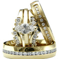 Three Piece Ring Set With Micro Pave Marquise Zircon, Simple Row Stone Engagement Mens Ring view 5