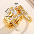 Three Piece Ring Set With Micro Pave Marquise Zircon, Simple Row Stone Engagement Mens Ring view 3