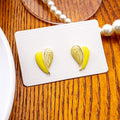 Elegant French Heart Petal Enamel Alloy Stud Earrings For Women Minimal Oil Painting Style Earrings view 3