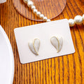 Elegant French Heart Petal Enamel Alloy Stud Earrings For Women Minimal Oil Painting Style Earrings view 4