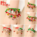 Adjustable Christmas Reindeer Bell Bracelet With Cartoon Enamel Santa And Candy Cane Charms For Women view 1