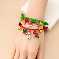 Adjustable Christmas Reindeer Bell Bracelet With Cartoon Enamel Santa And Candy Cane Charms For Women view 3