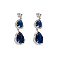 Alloy Waterdrop Rhinestone Sapphire Blue Earrings Necklace Jewelry Set French Court Style view 5